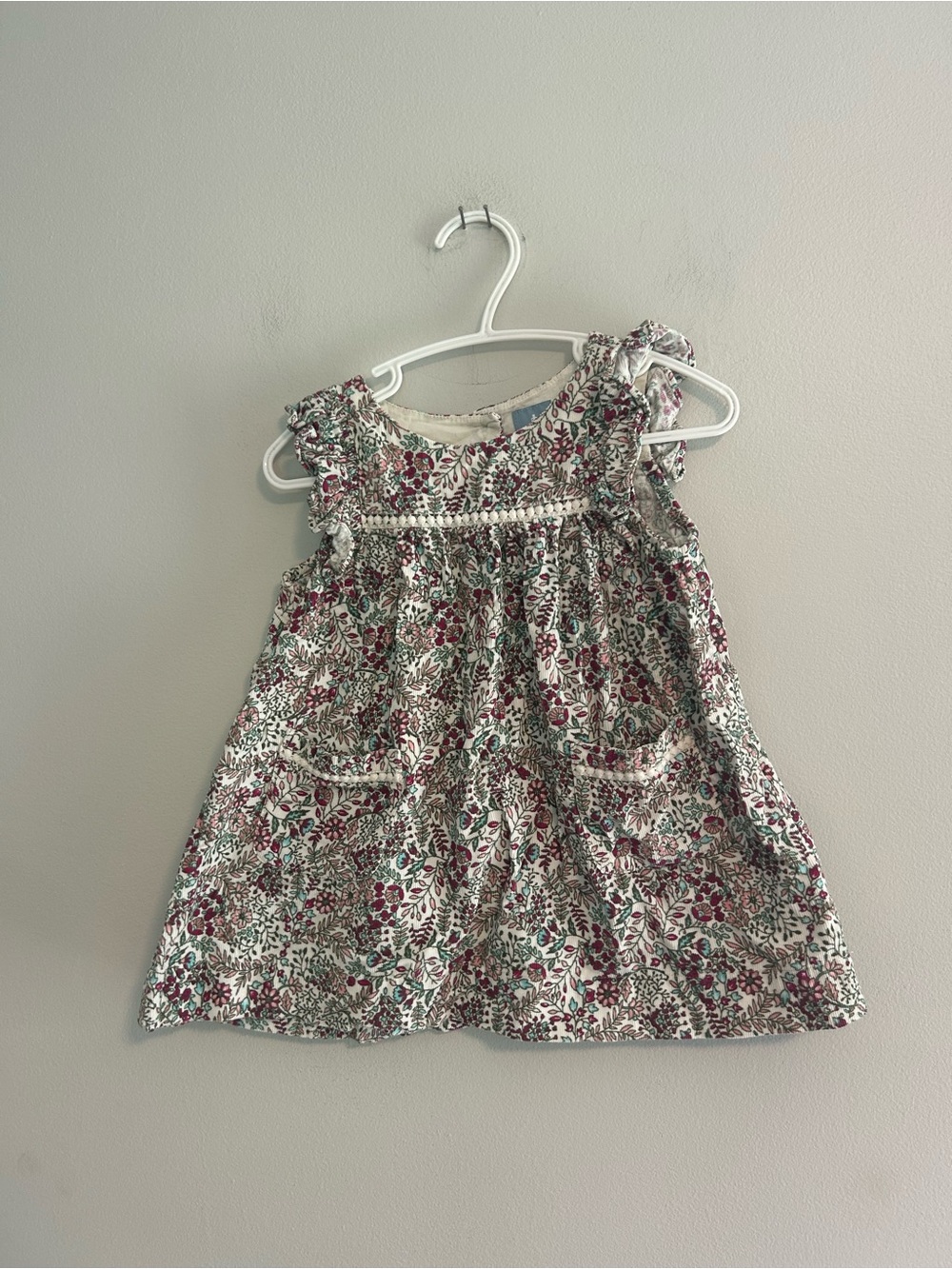 GAP 12/18m pink & blue Floral Ruffle-Sleeve Dress